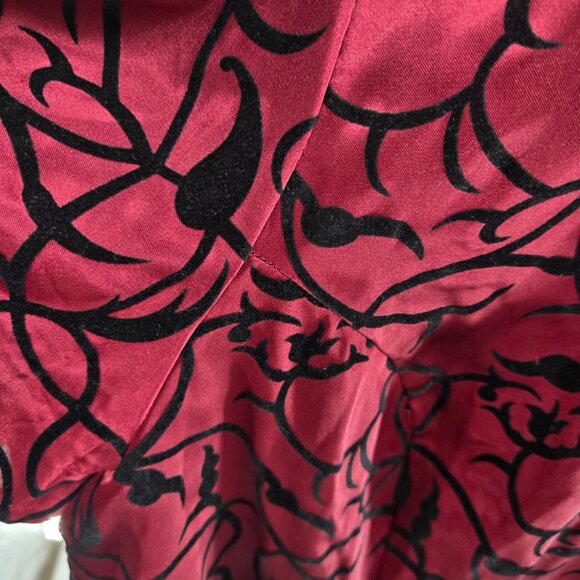 Lane Bryant Burgundy Black Velvet Burnout Button Down Short Sleeved Top 22/24 - Picture 8 of 12